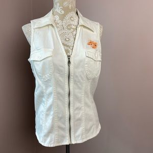 Ladies Harley Davidson zip-up sleeveless top